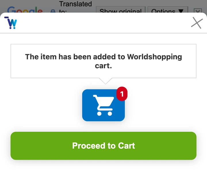 Step 3: WorldShopping screen on our website